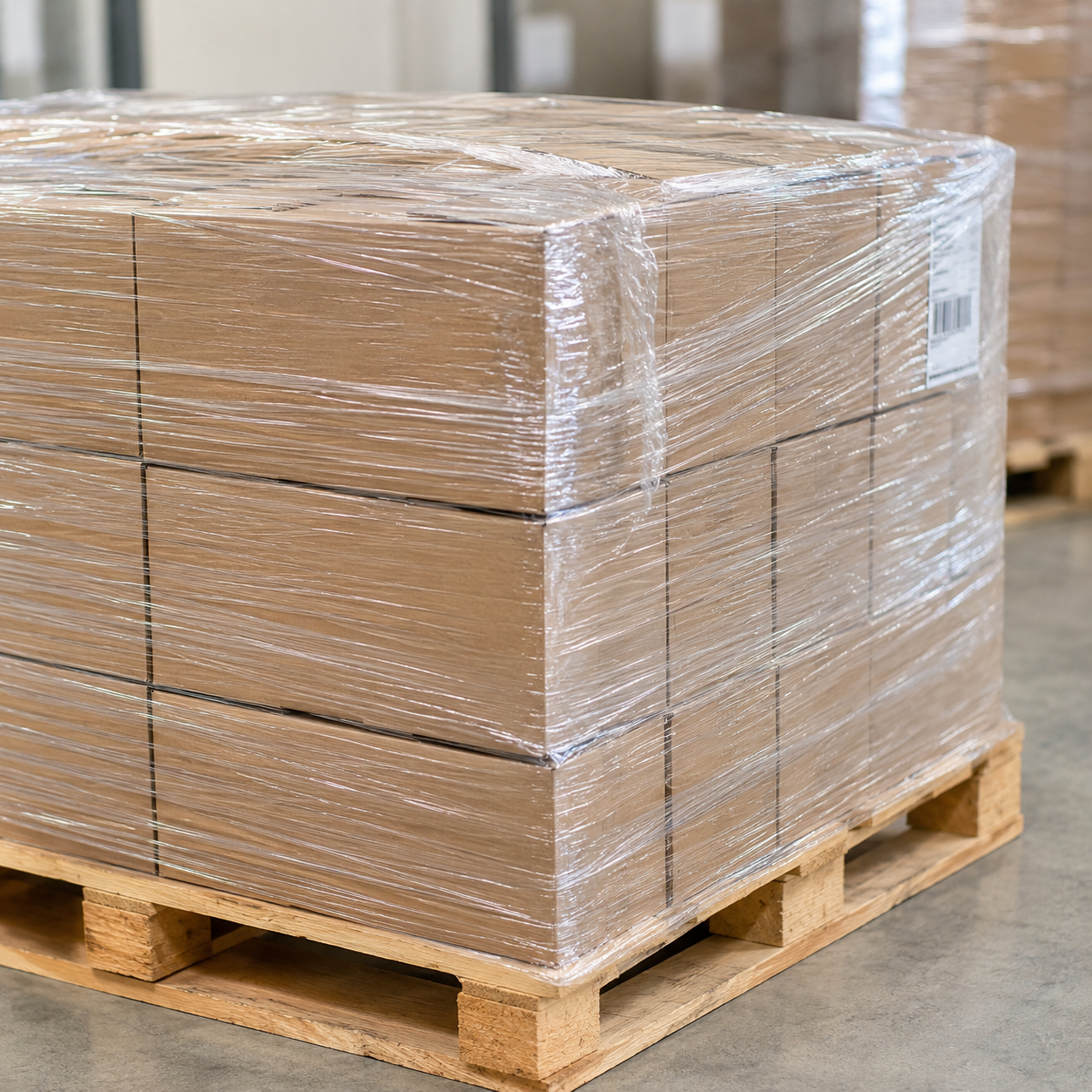 Pallets rebuilt and wrapped for freight restacking