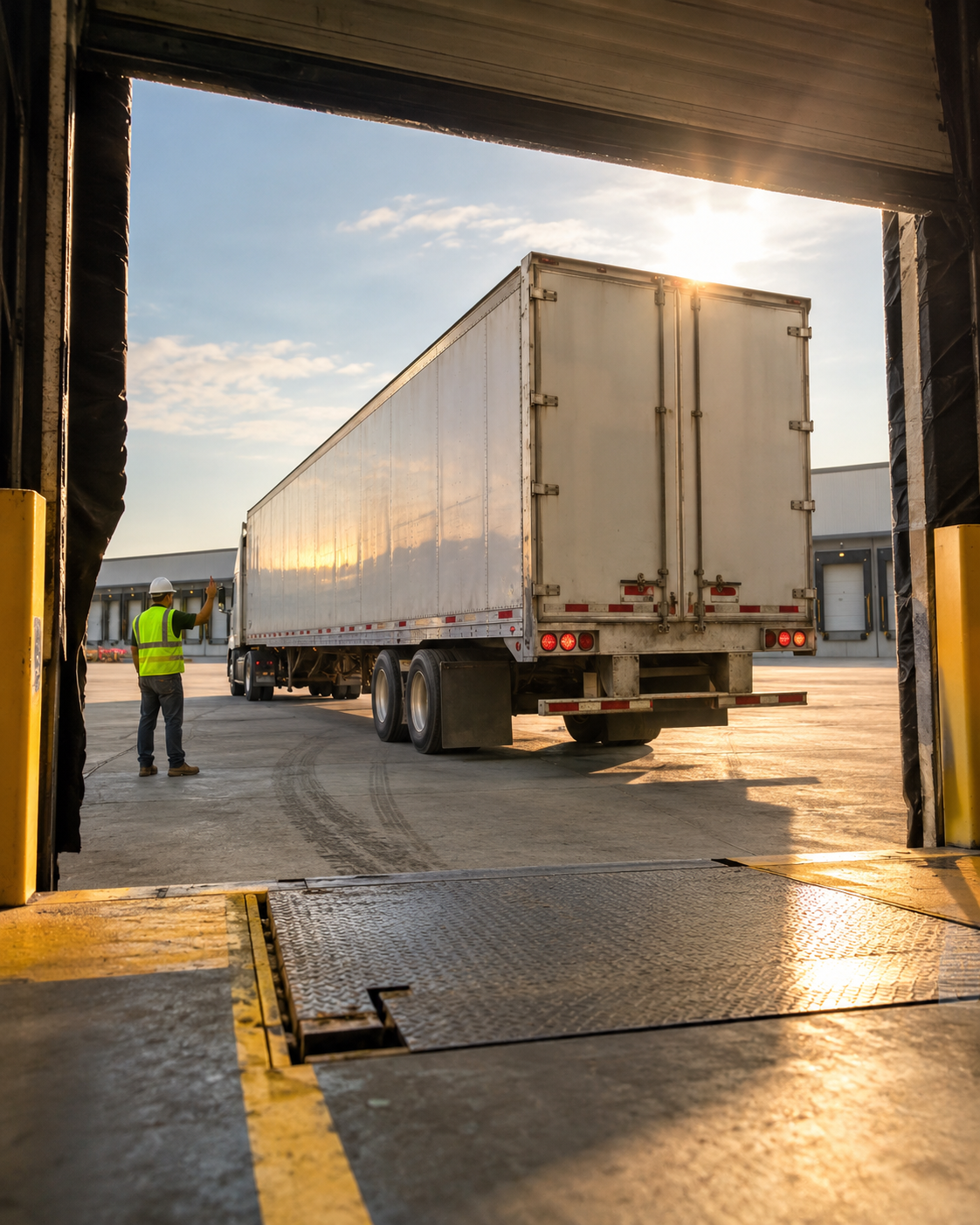 Trailer backing into dock door